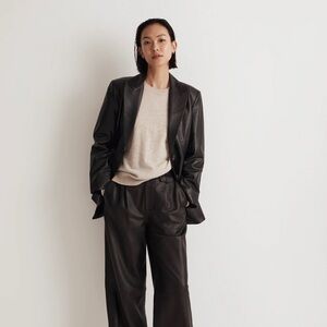 VERGE GIRL | 90’s Vegan Leather Blazer in Black